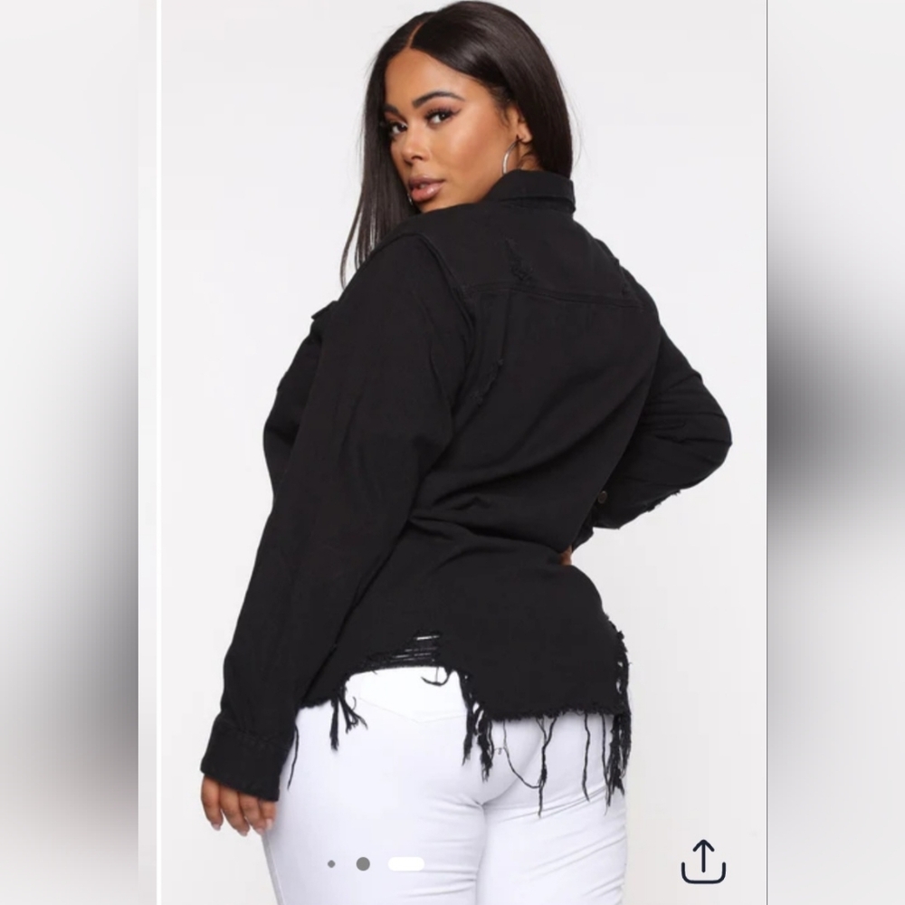 Fashion Nova Black Button Down Shirt - Picture 3 of 7